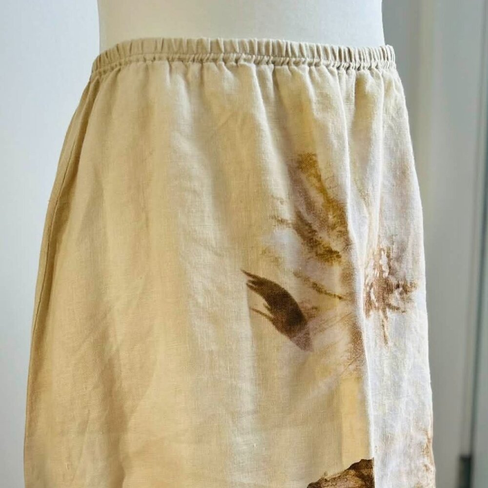 J.Jill Cream Pure Linen Botanical Print A-Line Midi Skirt w/ Sheer Hem – US SP - Picture 9 of 14
